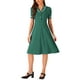 thumbnail image 2 of INSPIRE CHIC Vestido Midi Vintage para Mujeres 2024 Vestidos de Trabajo con Cuello Peter Pan XS Verde Oscuro, 2 of 5