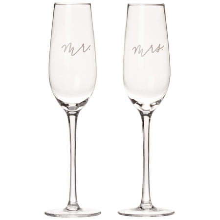 Mr. & Mrs. Champagne Flute Set - Elegant His and Hers Wedding Toasting Glasses for Unforgettable Celebrations, Bridal Shower and Registry Idea, Tall Wine Glasses for Bride and Groom