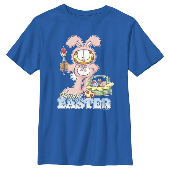 Boy's Garfield Happy Easter Bunny Ears Cat  Graphic T-Shirt
