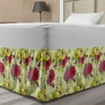 thumbnail image 1 of Floral Bed Skirt, Continuous Illustration of Naive Nature Style Spring Style Blossoms, Elastic Bedskirt Dust Ruffle Wrap Around for Bedding Decor, 4 Sizes, Pastel Green Multicolor, by Ambesonne, 1 of 2