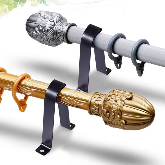 OULII 3 pcs Curtain Rod Bracket Set R Type Style for Home Office Use Iron Hardware Black 19mm