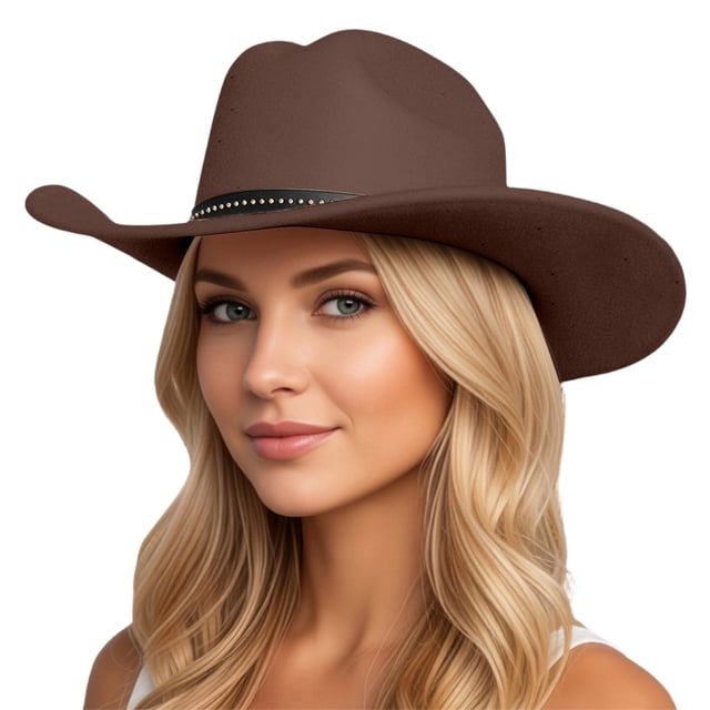 Chapeau de Cowboy Western à Grand Bord avec Design Classique Incurvé pour Tenue Décontractée à la Maison et Style Extérieur