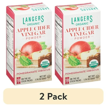 (2 pack) Langers Organic Apple Cider Vinegar Powder Sticks, Pomegranate Hibiscus, 1.94 oz, 10 Count