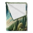 thumbnail image 2 of Ambesonne Landscape Fleece Throw Blanket River and Forest Symmetry 60"x80" Green Blue, 2 of 5