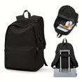 thumbnail image 1 of 1pc Simple Solid Color Backpack, Men's Simple Large Capacity Computer Travel Backpack, Women's College Student High School Junior High School Student Schoolbag, Outdoor Travel Bag, 1 of 5