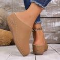 thumbnail image 5 of Slippers for Women,Winter Slippers For Indoor And Outdoor Cozy Lined Shoes With Sloped Heel Comfortable Warm Soft Sole,Womens Slippers,Khaki,6.5, 5 of 8