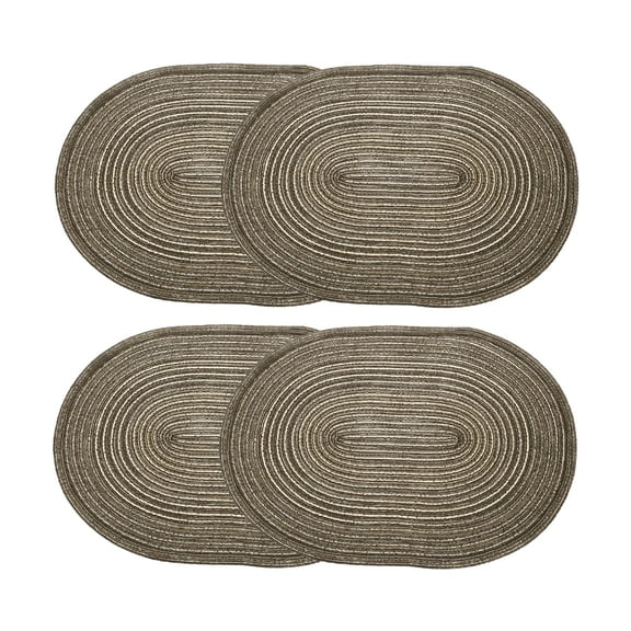 Uxcell 4pcs Oval Braided Placemats 20" Non-Slip Oval Table Mats for Dining Tables Washable Heat Insulation Woven Placemats, Brown