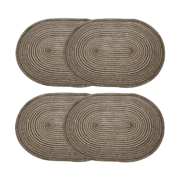Uxcell 4 piezas de manteles ovalados trenzados de 20" para mesas de comedor, manteles ovalados antideslizantes, lavables, con aislamiento térmico, manteles tejidos, marrón