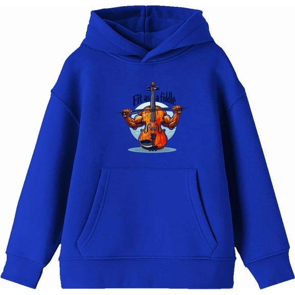 Fit as a Fiddle Violin Youth Royal Blue Long Sleeve Hoodie-XS