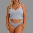 thumbnail image 4 of Craaazy Womens Plus Size Sports Tops Solid Color Racerback Ribbed Sleeveless Built-in Bra Crop Tank Tops for Workout Gift, 4 of 6