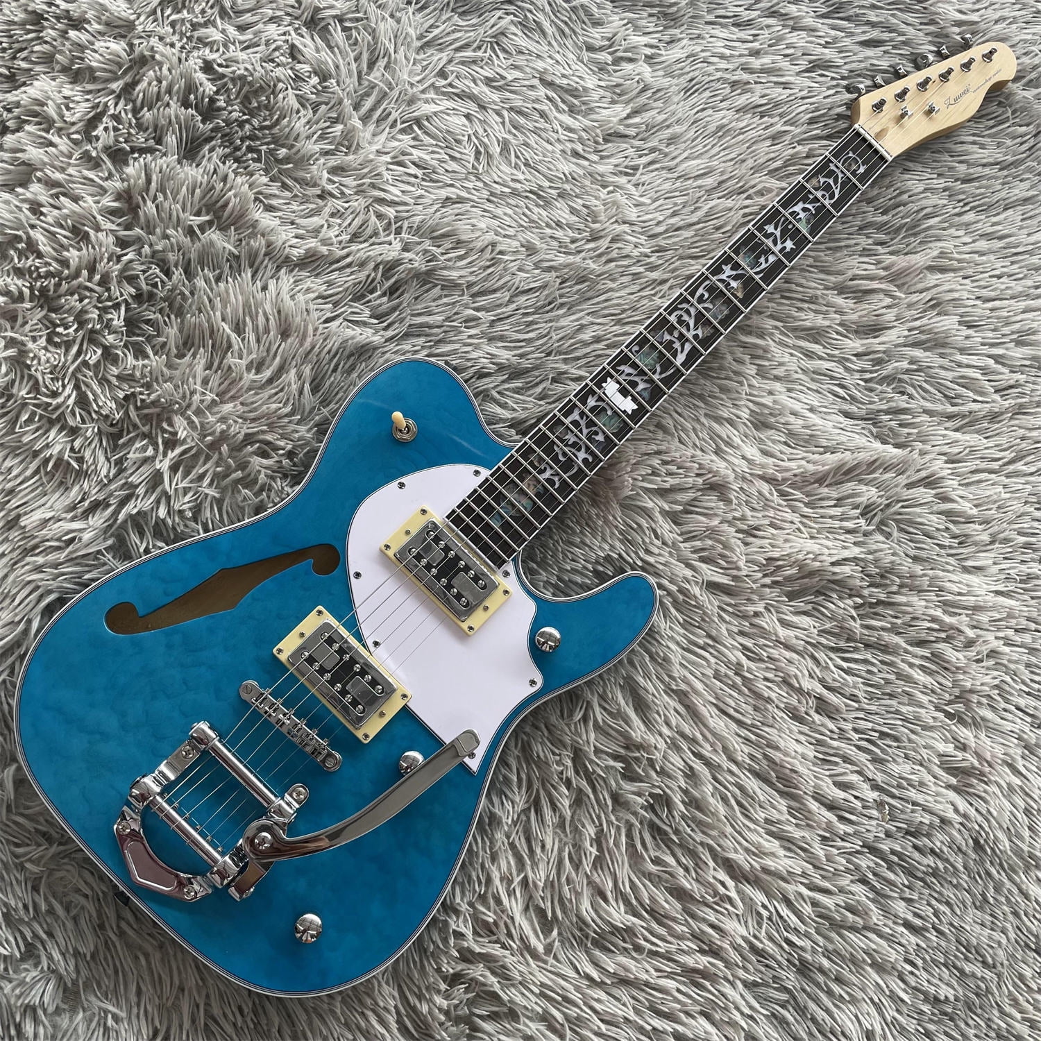 Zuwei Blue Semi-Hollow Body ZW-TL Electric Guitar Custom Shop 22