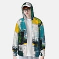 thumbnail image 2 of Fotbe Abstract Brushstrokes Green Blue Chaqueta con Protección Solar UPF 50+ para Hombre y Mujer, Camisa con Capucha y Bolsillos-3X-Large, 2 of 7