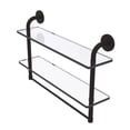 thumbnail image 3 of Remi Collection Two Tiered Glass Shelf with Integrated Towel Bar - Unlacquered Brass / 22 Inch, 3 of 4