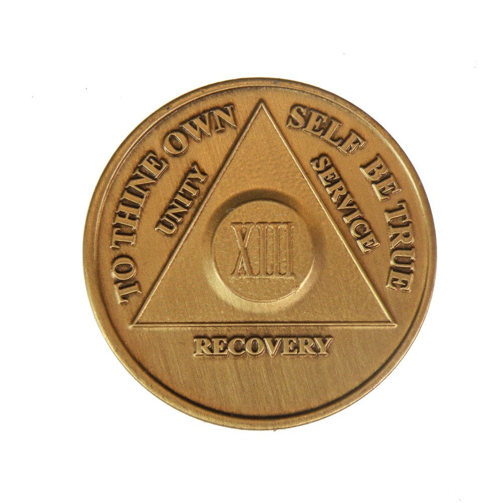 5 Year Sobriety Chip - Blue Butterfly Medallion With Serenity Prayer, 34mm Coin For Recovery Milestone