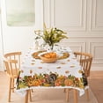 thumbnail image 3 of Fall Tablecloth, Autumn Turkey Maple Leaves Pumpkin Table Cloth Waterproof, Fall Thanksgiving Day Kitchen Table Decor for Dining Holiday Party 60x102 Inch Rectangle, 3 of 5