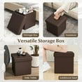 thumbnail image 4 of Kepooman Storage Ottoman Footrest,Storage Ottoman Bench,Upholstered Square Footstool with PVC Leather Surface for Bedroom-Brown, 4 of 7