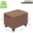 thumbnail image 3 of QuellQuest 24'' Storage Ottoman Bench, Tufted Footrest Lift Top Pouffe Rectangular Ottoman with 40L Inner Space Load up to 660 lb, Small Upholstered Ottoman Footrest for Livingroom (Linen Coffee), 3 of 19