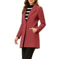 thumbnail image 4 of INSPIRE CHIC Women's Classic Notched Lapel Long Sleeves Long Overcoat L Dark Pink, 4 of 7