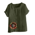 thumbnail image 4 of Vestidos Casuales Para Mujer, Blusas De Mujer De Moda Blusa informal de lino con botones y manga corta estampada para mujer, 4 of 4