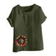 thumbnail image 4 of Vestidos Casuales Para Mujer, Blusas De Mujer De Moda Blusa informal de lino con botones y manga corta estampada para mujer, 4 of 4
