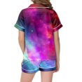 thumbnail image 4 of Kids Girls Galaxy Printed Pajamas Set 3D Graphic Tees Short Sleeve Button Down Loungewear Shirts Shorts 2 Pcs Sleepwear Pjs Outfits Clothes 8-9 Years, 4 of 5