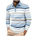 thumbnail image 2 of Tawop Men's & Big Men's Striped Polo Shirts Printed Buttons Long Sleeve Lapel Shirt L, 2 of 7