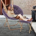 thumbnail image 4 of MoNiBloom Saucer Chair with Ottoman Set of 2, Oversized Faux Fur Folding Chair and Footrest, Comfy Lounge Chair for Bedroom Living Room Dorm, Purple, 4 of 10
