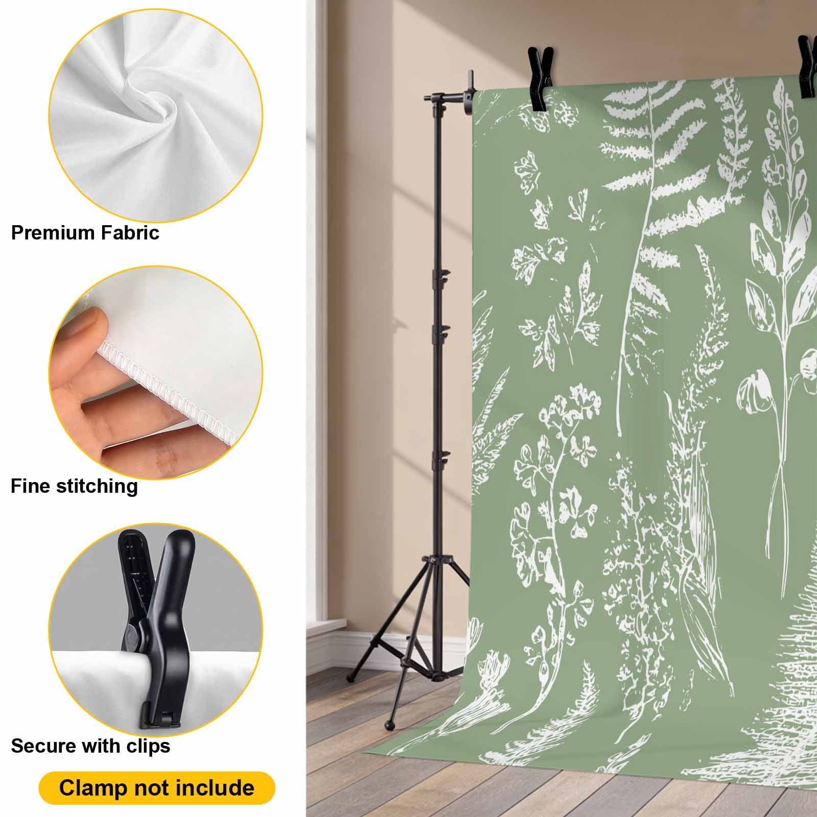 Abstract Leaves Backdrop for Photography, Sage Green Background Plant Hand-painted Photo Backdrop Portrait Background Party Banner Photo Backgrounds for Studio Booth Props, 7x5ft