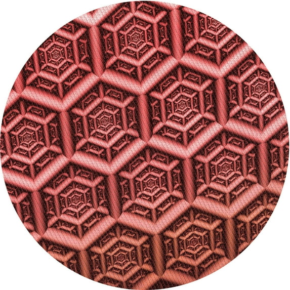 Ahgly Company Machine Washable Indoor Round Transitional Dark Red Area Rugs, 5' Round