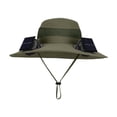 thumbnail image 1 of Sombrero de pescador con ventilador solar ajustable para verano, ideal para pesca, senderismo y playa. Verde, 1 of 8