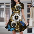 thumbnail image 2 of Steampunk Gears And Blue Butterflies Women's Classic Swing Skater Dress Casual Work Party Cocktail Dresses, 2 of 6