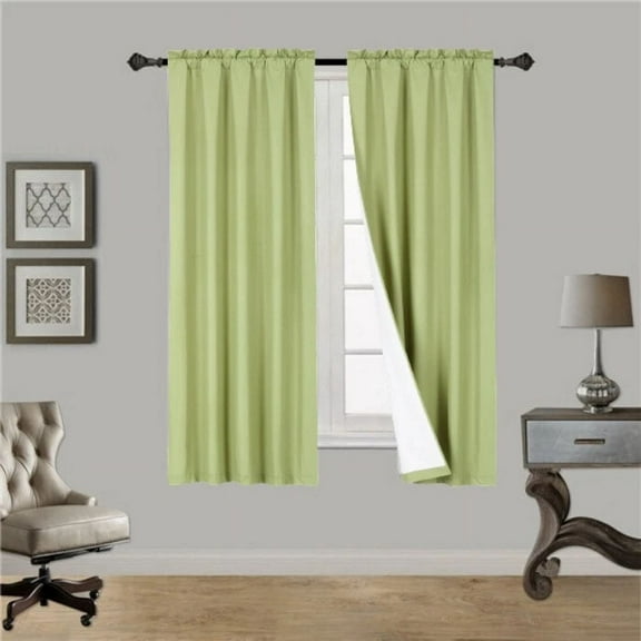 Lime Green R64 1 panel solid lined foam backing blackout window curtain treatment drape rod pocket matte smooth fabric 37"wide x63"long