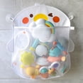 thumbnail image 3 of Toy Storage Bag See-through Mesh Cartoon Animal Print Large Capacity Great Suction Quick Drying Baby Bath Toy Organizer Shower Caddy Hanging Holder-White, 3 of 8