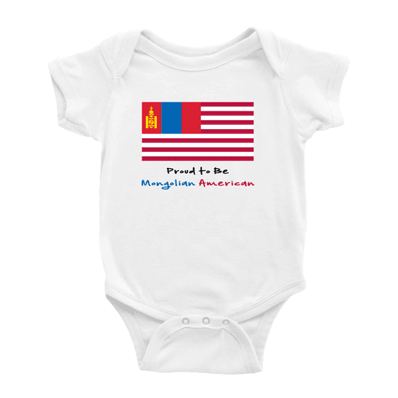Proud to Be Mongolian American Flag Cute Baby Jumpsuits (White, 0-3 Months)
