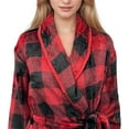 thumbnail image 3 of Elegant Comfort Women's Spa Plush Fleece Bathrobe with Shawl Collar and Pockets - Soft, Warm, Long Robe for Women, Extra Large, Buffalo Burgundy/Black, 3 of 5
