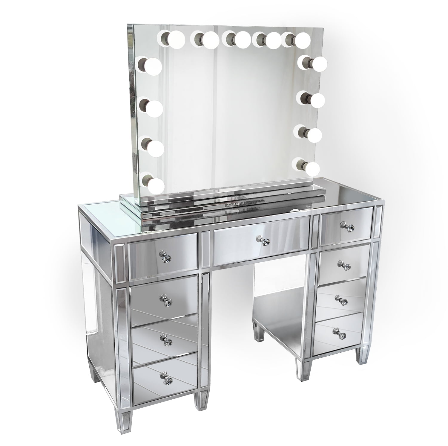 Glamms 48 Mirrored Vanity Table Multi, Hollywood Vanity Desk With Mirror