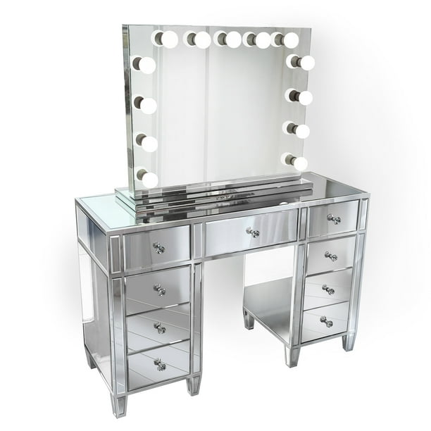Glamms 48 Mirrored Vanity Table Multi, Hollywood Vanity Table