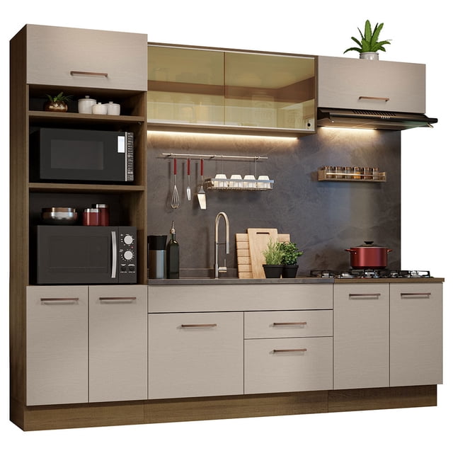 Cocina Integral 270cm Agata Madesa 03 Marrón/Crema