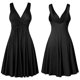 thumbnail image 2 of Vestido de falda acampanada plisada con tirantes retro con cuello en V a la moda para mujer Fridja hj4590, 2 of 6