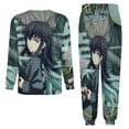 thumbnail image 6 of Demon Slayer Tokito Muichiro Men's Lounge Pajamas Set 2-Piece Crew Neck Sleepwear Soft Long Sleeve Top & Pants for Sleep, Home & Vacation 3XL, 6 of 8