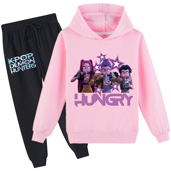 Girls Sweatsuit KPop Long Sleeve Hoodie and Sweatpants Set-Casual Pullover Sweatshirt Tracksuit 2 Piece Outfits for Teen