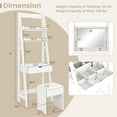 thumbnail image 5 of CHARMAID Small Vanity Desk with Mirror, Ladder Makeup Vanity Table with Flip top Mirror, Open Shelves, Hidden Storage Compartments, Compact White Bedroom Dressing Table with Stool, 5 of 7