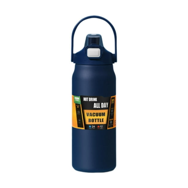 Botella de agua aislada, botella deportiva portátil para viajes, ciclismo y mochileros. Azul oscuro 1500 ml