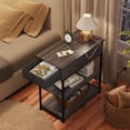 thumbnail image 3 of JIOABL 12 in Flip-Top End Table with Power Outlets & USB, Farmhouse Side Table with Drawer and 2 Shelves, Gray, 3 of 6