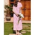 thumbnail image 4 of Ekouaer Nightgown for Women Cotton Long Night Gown Short Sleeve Nightdress with Pockets Button Sleepshirt Soft Sleepwear, 4 of 6