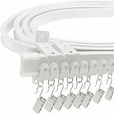 Flexible Bay Window Curtain Rod, 5m Curved Ceiling Rail, Foldable & Sturdy Plastic Bracket for Room Division