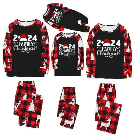 

Family Christmas Pjs Matching Sets 2024 Baby Christmas Baby Romper Matching Jammies Holiday Xmas Sleepwear Set Nightwear Outfits Warm Home Clothes Multicolor 18-24 Months