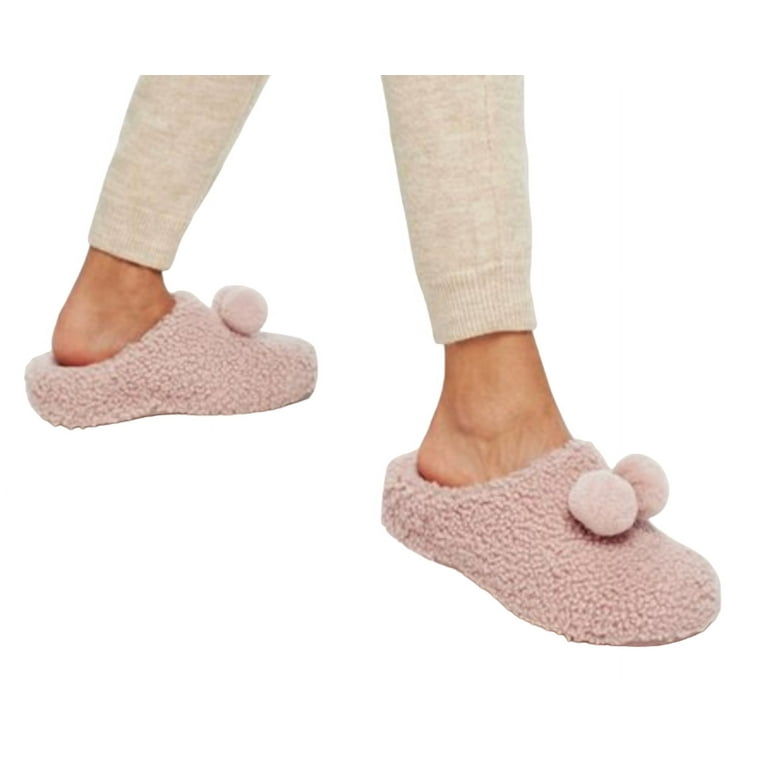 FitFlop Shuv Women Pom Pom Beige Clog Slippers M #EH7-137-050