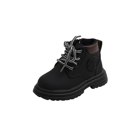 

Crocowalk Boys Casual Non-Slip Side Zip Ankle Boots School Comfort Waterproof Round Toe Short Bootie Black 6C