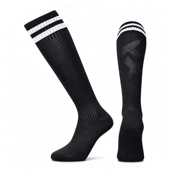 FLORNIX Baseball Soccer Softball Socks for Kids Youth Men & Women Over-the-Calf Knee High Socks (Multiple Colors) Black One Size